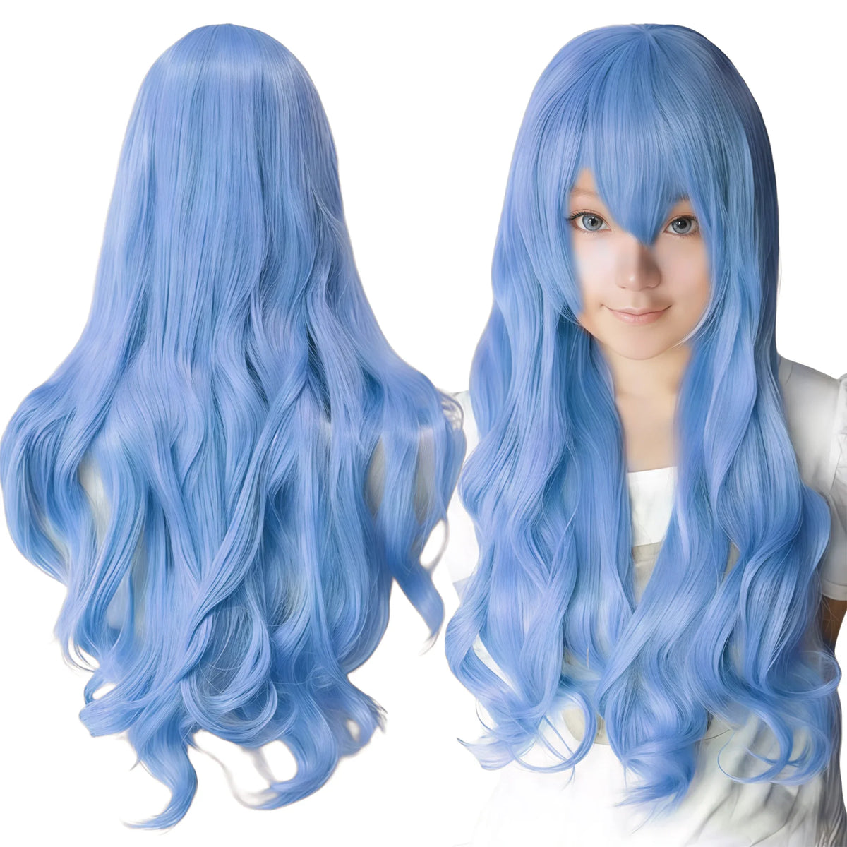 Long Curly Synthetic Cosplay Wig for Anime Costumes and Parties