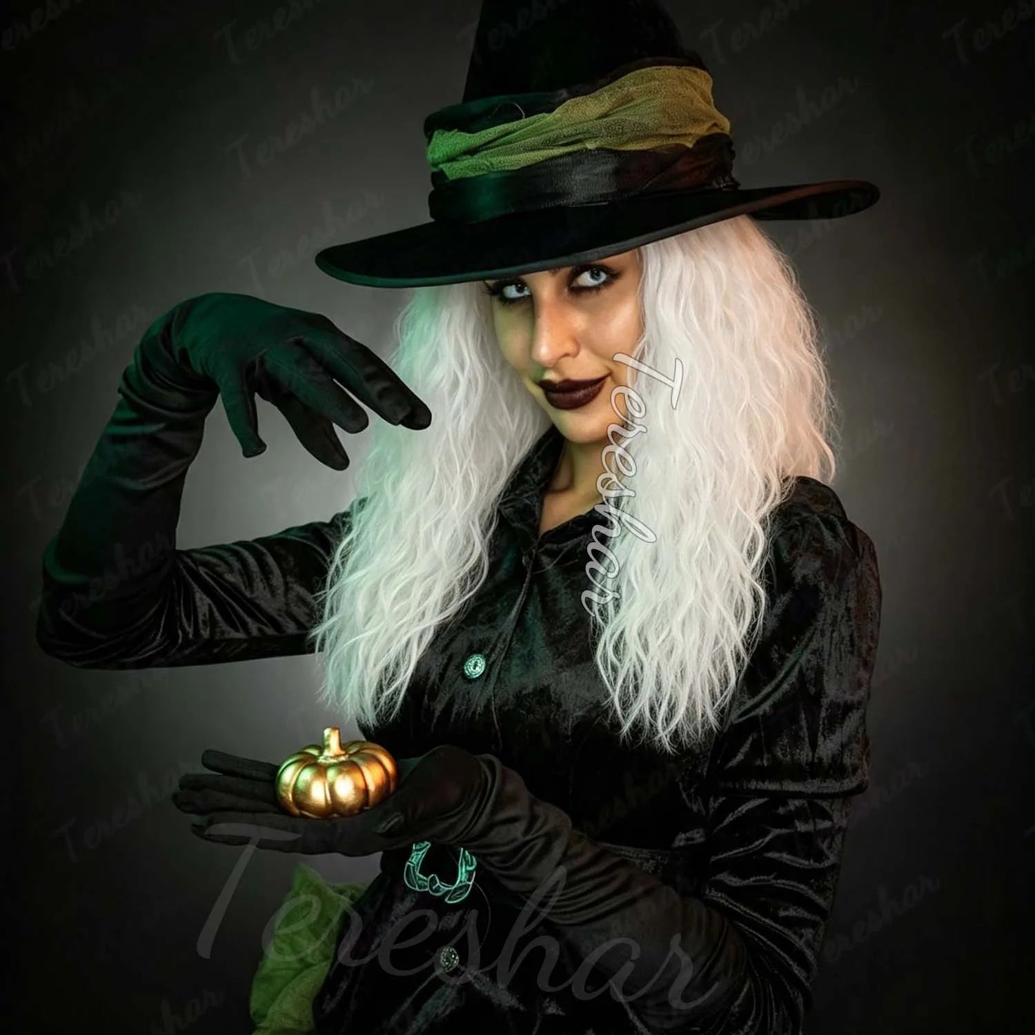 Long Curly Synthetic Witch Wig for Halloween Costume and Cosplay Parties - 1