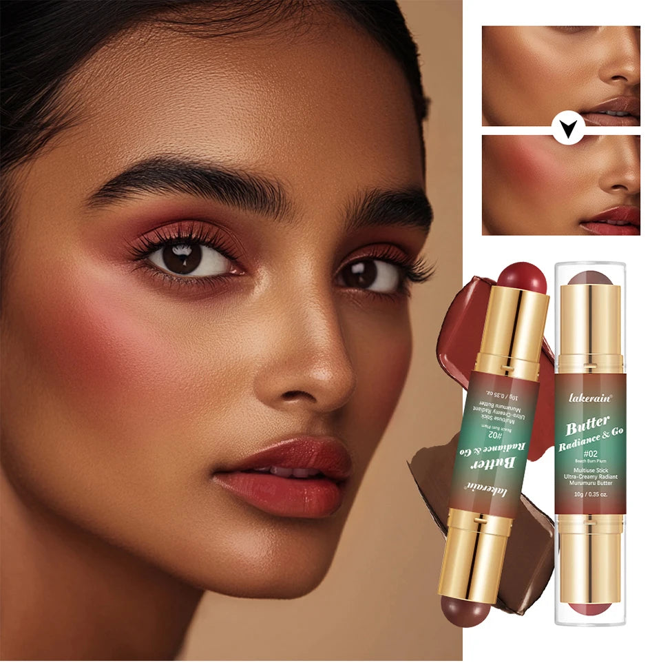 Double-Ended Cream Bronzer and Blush Stick for Face and Lips