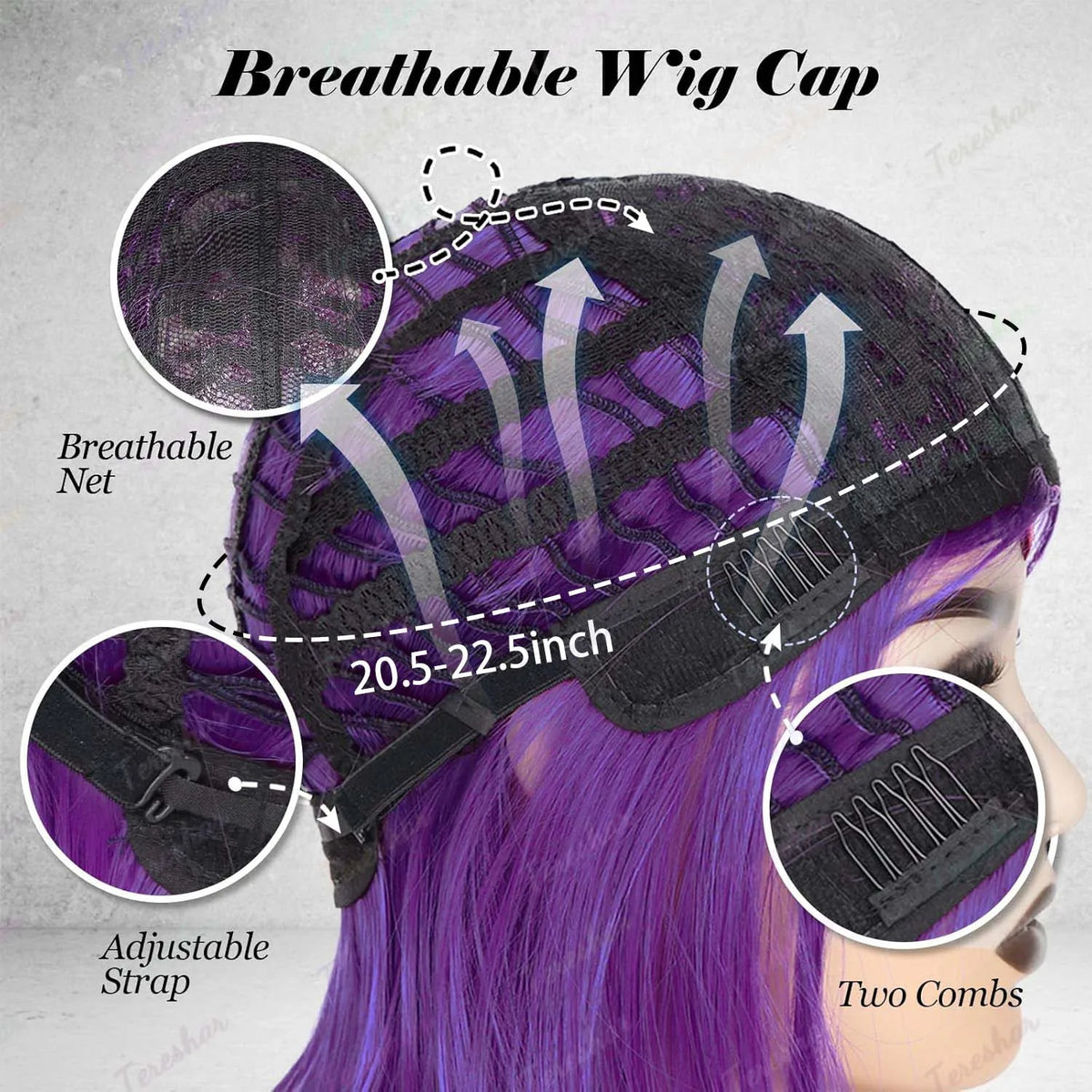Heat Resistant Synthetic Straight Bob Wig with Bangs for Women