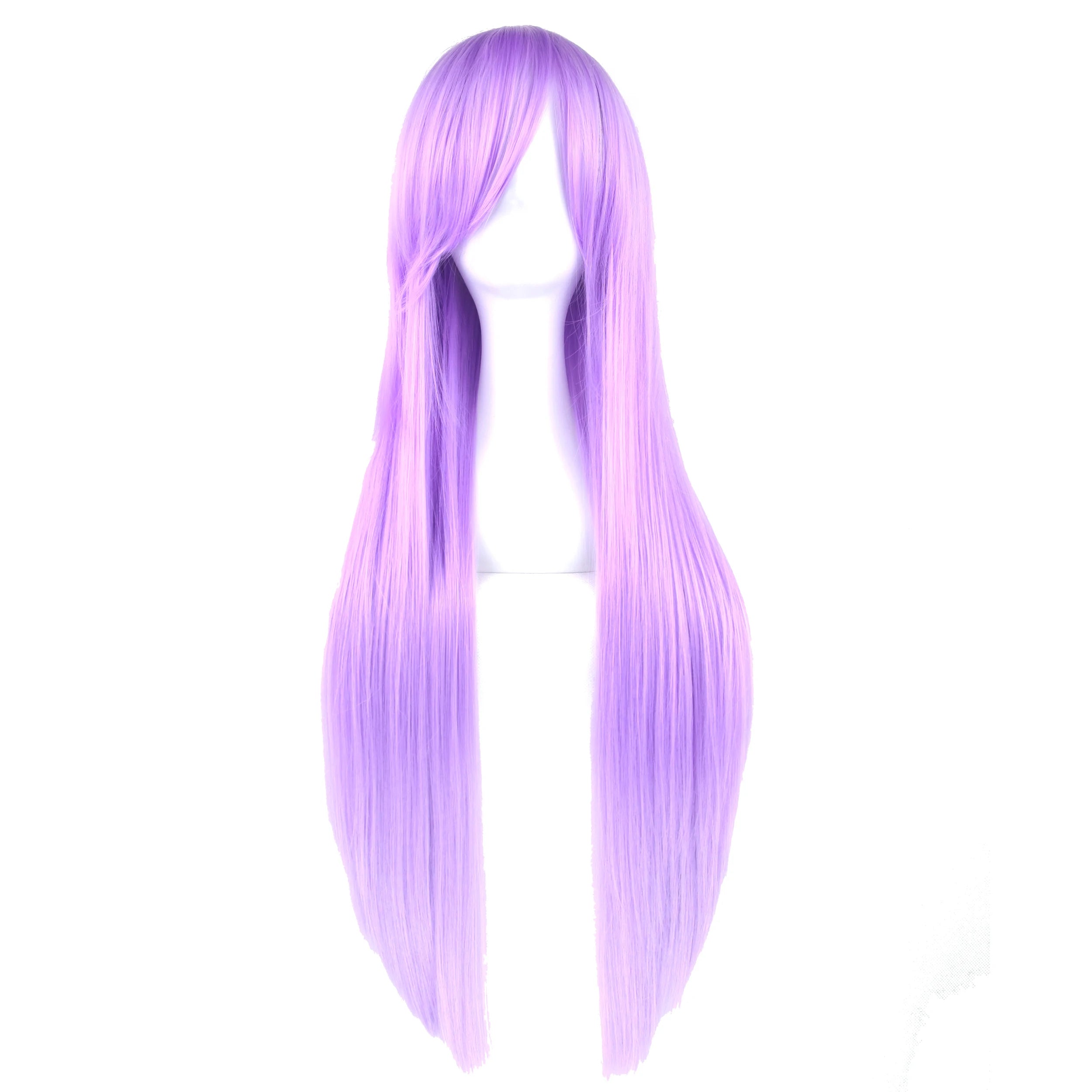 Long Purple Straight Wig for Anime Cosplay and Halloween Costumes - 3