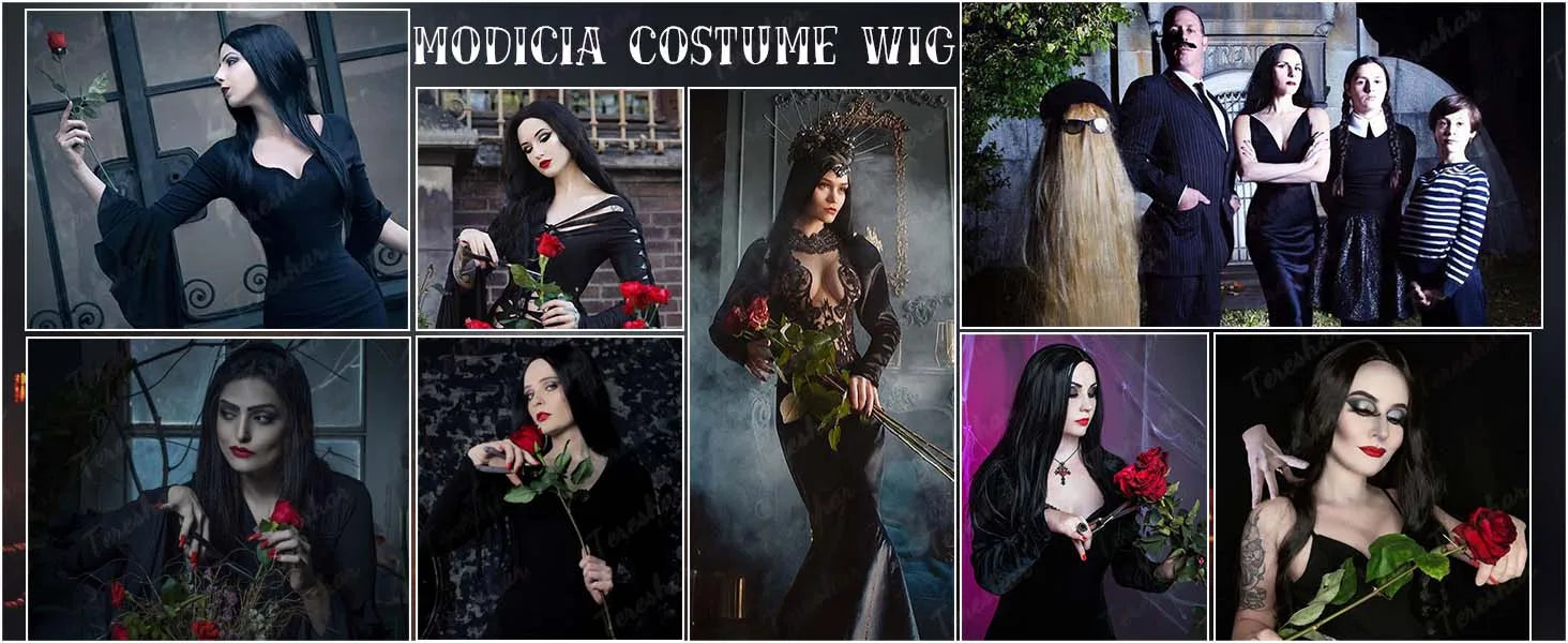 Long Straight Black Costume Wig for Halloween and Cosplay Events - 9