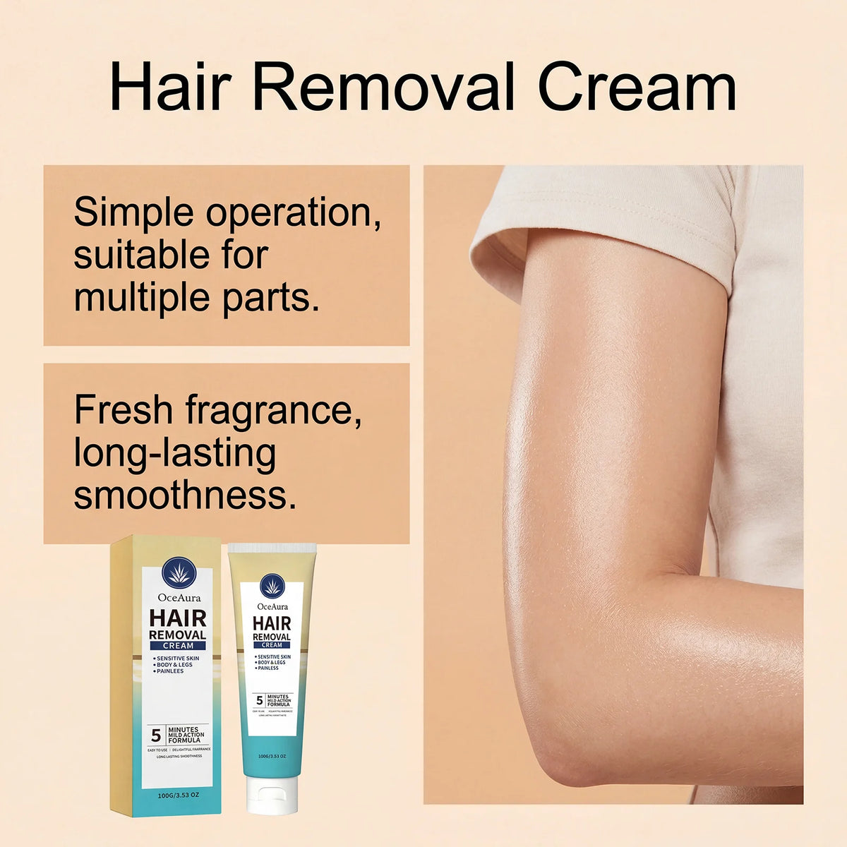 Painless Hair Removal Cream for Full Body and Sensitive Skin