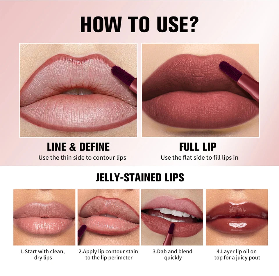 Waterproof Felt Tip Lip Liner Stain for Long Lasting Sculpted Lips - 27