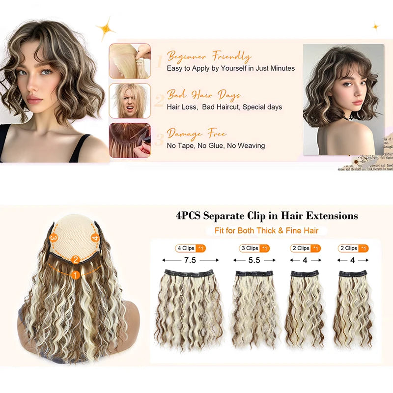 Curly Clip-In Hair Extensions for Instant Volume - 8