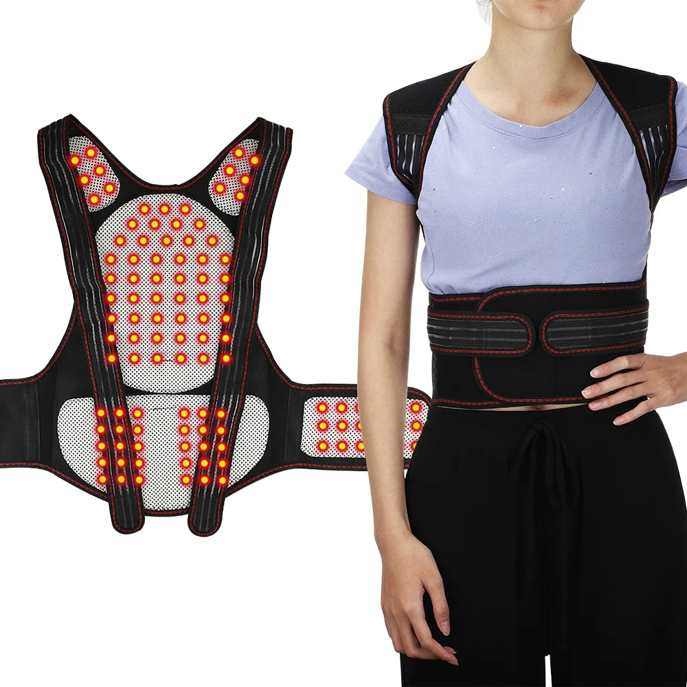 Self-Heating Tourmaline Magnetic Back and Shoulder Support Brace - 1