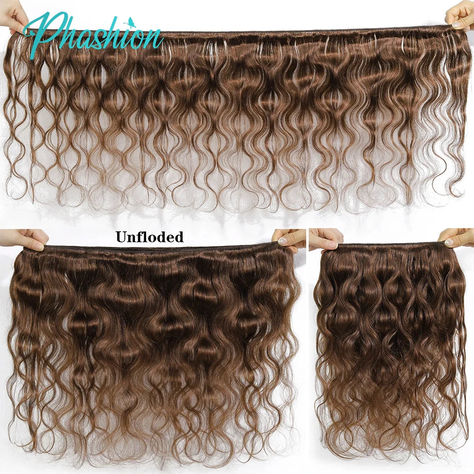 Chocolate Brown Body Wave Human Hair Bundles - 7