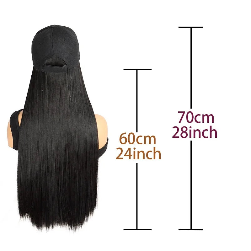 24-Inch Long Straight Hair Baseball Cap Wig for Effortless Style - 3