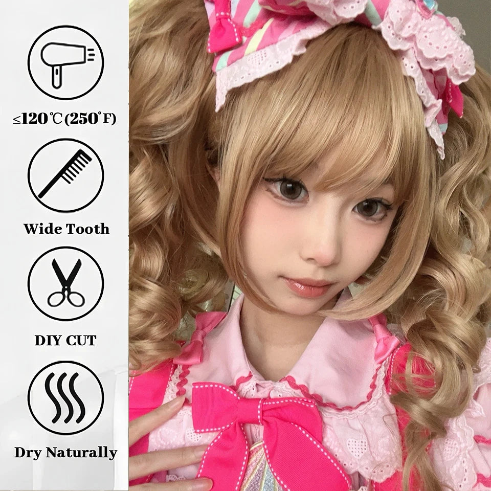 Curly Ponytail Lolita Wig for Cosplay Halloween and Christmas Parties