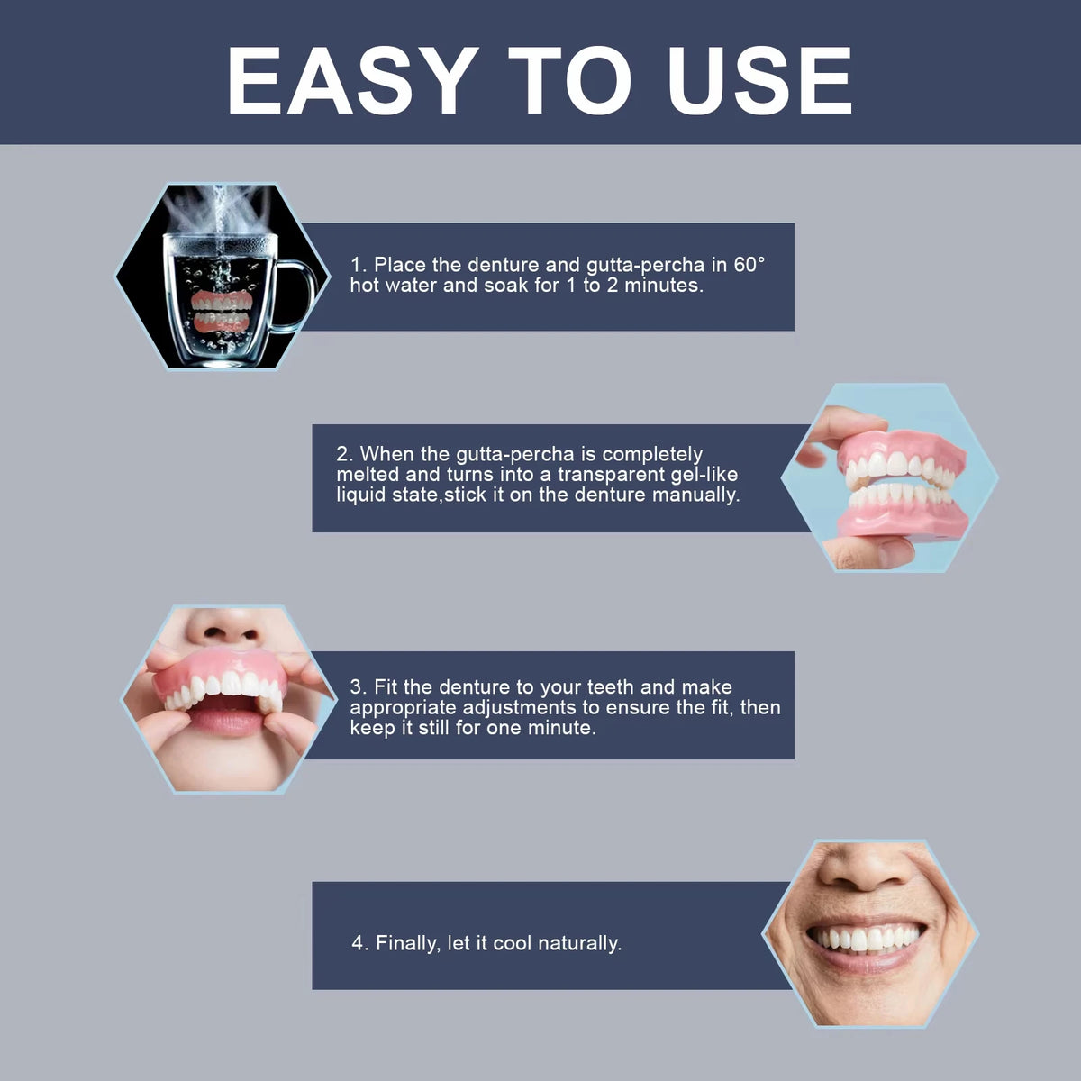Comfortable Silicone Denture Set for Natural Smile and Daily Use