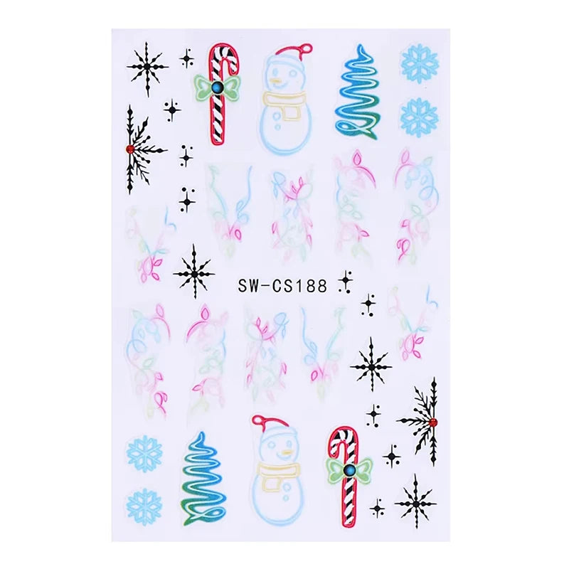 Festive 3D Christmas Nail Art Stickers for Holiday Manicure Decorations