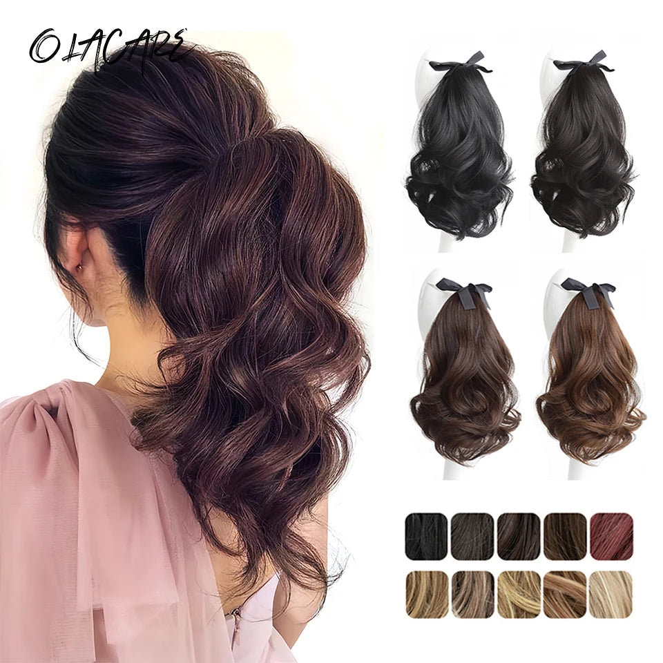 Wavy Curly Ribbon Ponytail Hair Extension - 1