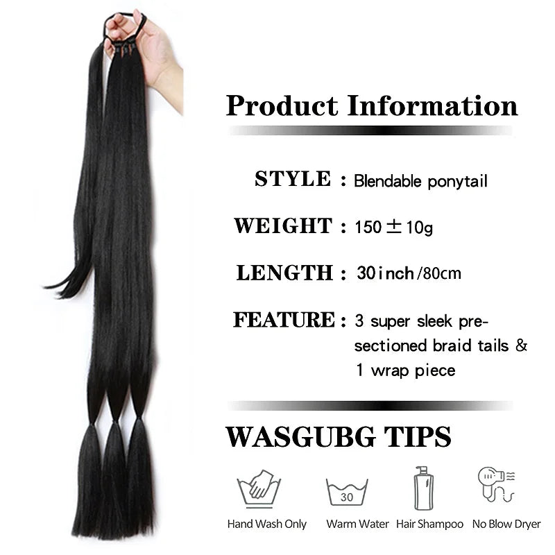 30-Inch Long Braided Ponytail Hair Extension - 3