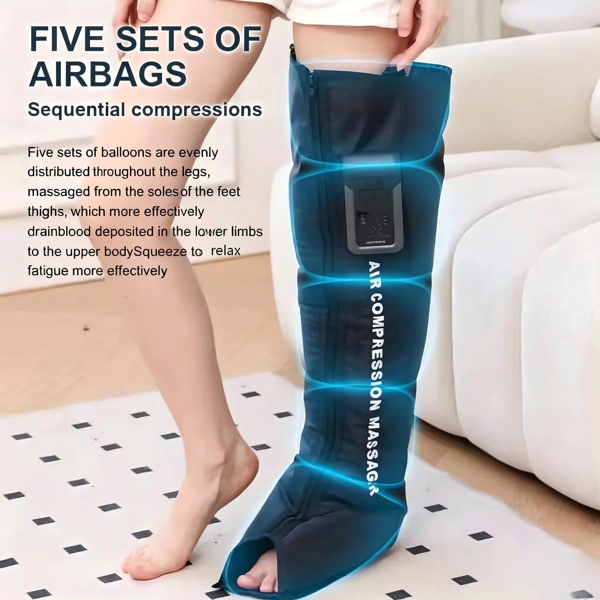Cordless Sequential Air Compression Leg Massager for Muscle Recovery - 3