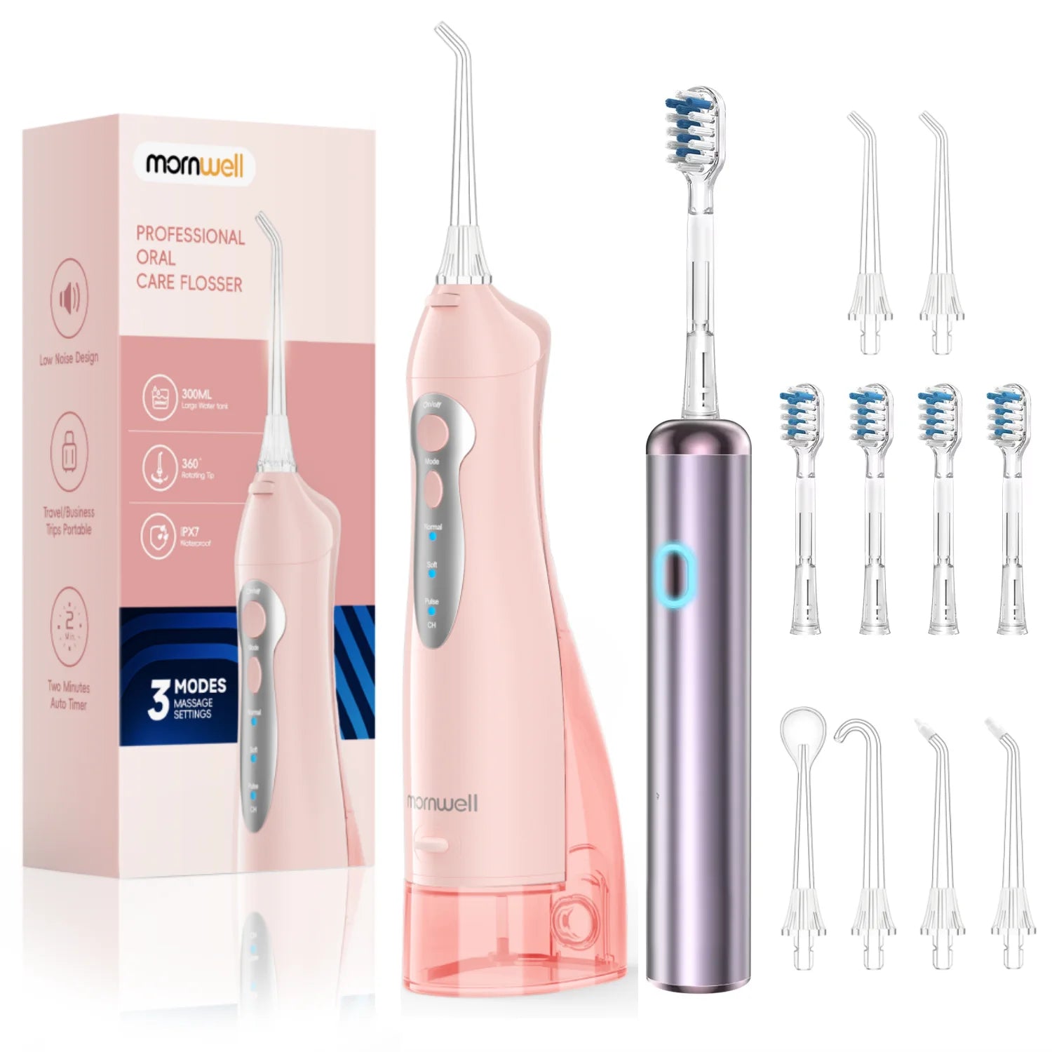 Portable Electric Water Flosser and Sonic Toothbrush Oral Care Combo Set - 24