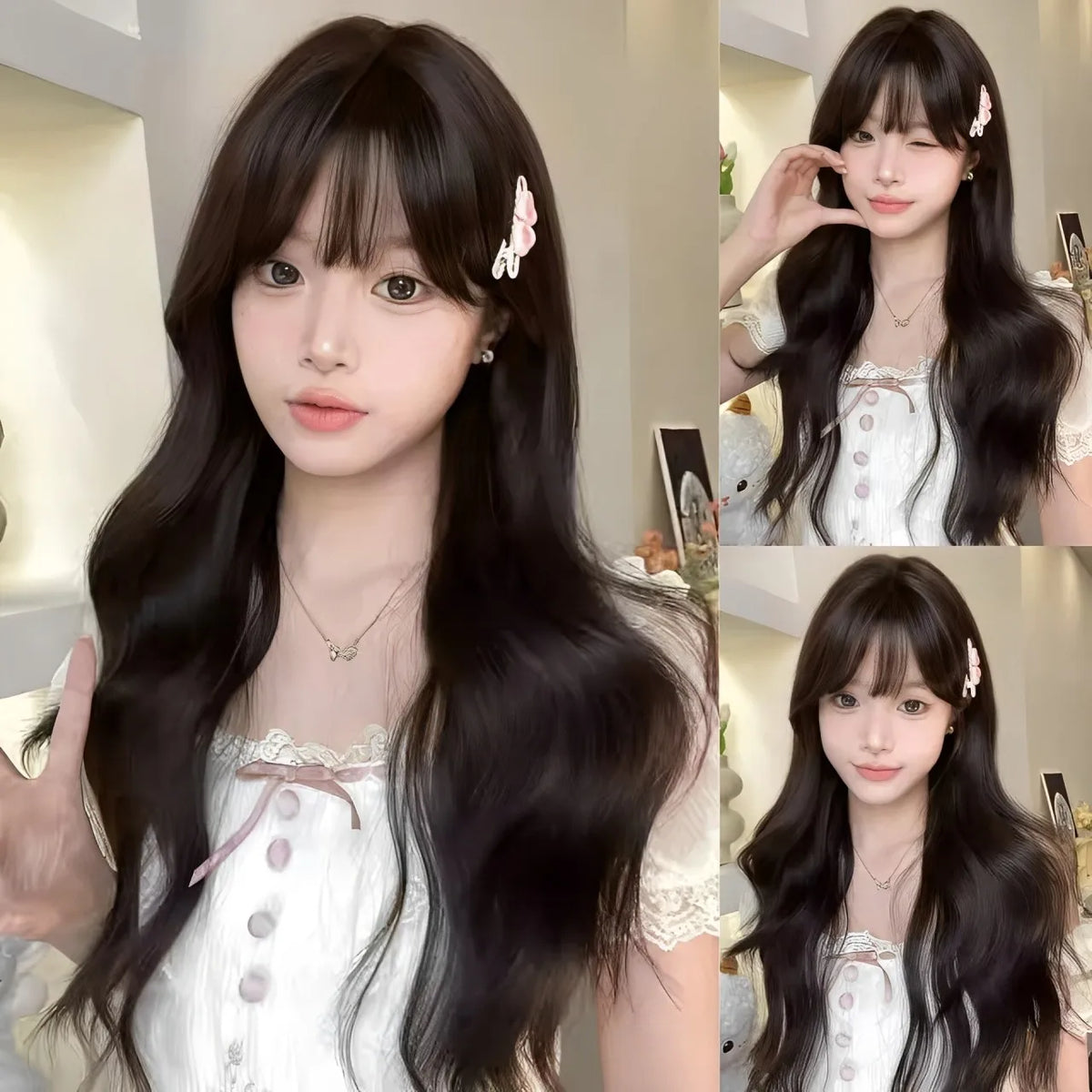 Long Straight Cosplay Wig with Bangs for Parties