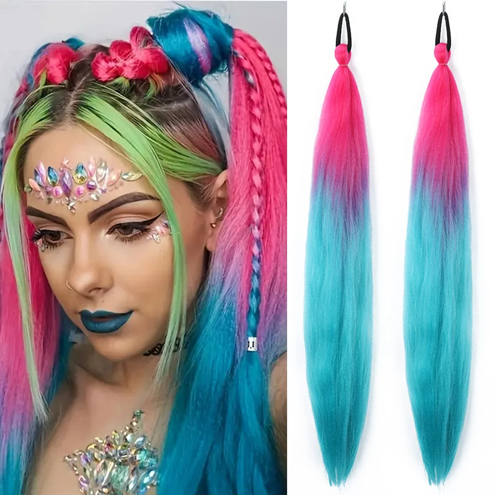 26-Inch Long Synthetic Colorful Ponytail Hair Extension for Women - 14