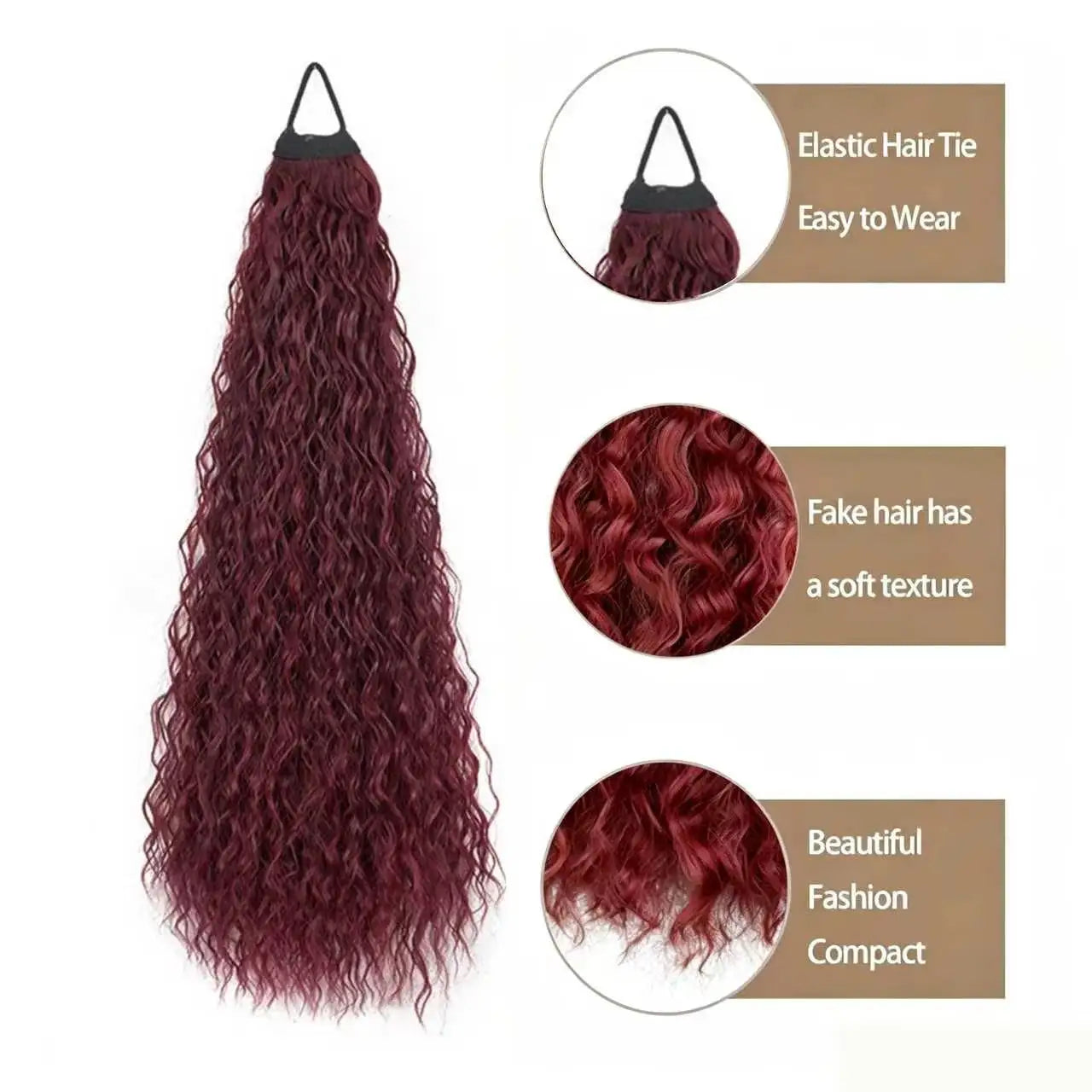Long Wavy Curly Ponytail Hair Extension for Daily Voluminous Styles - 10