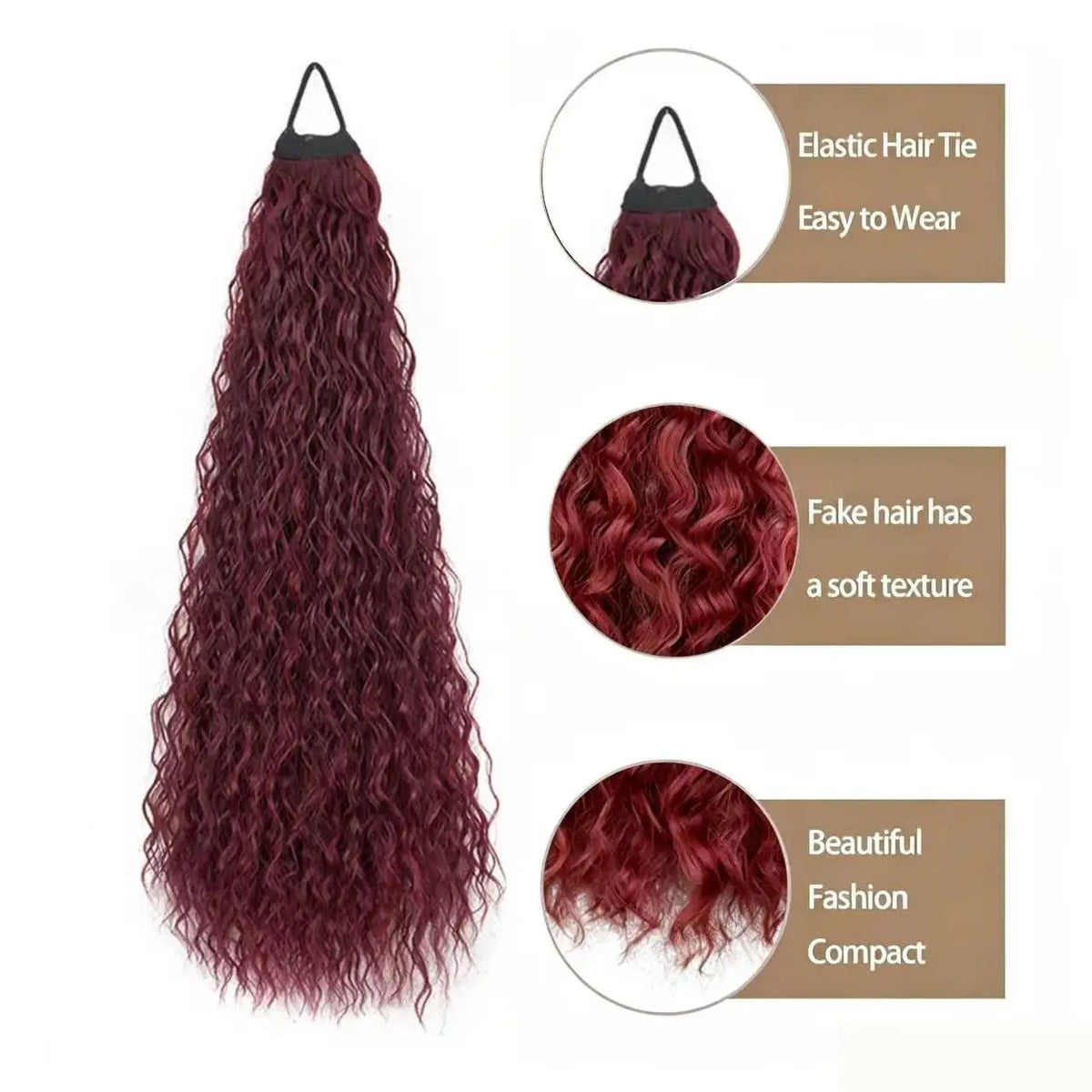 Long Wavy Curly Ponytail Hair Extension for Daily Voluminous Styles