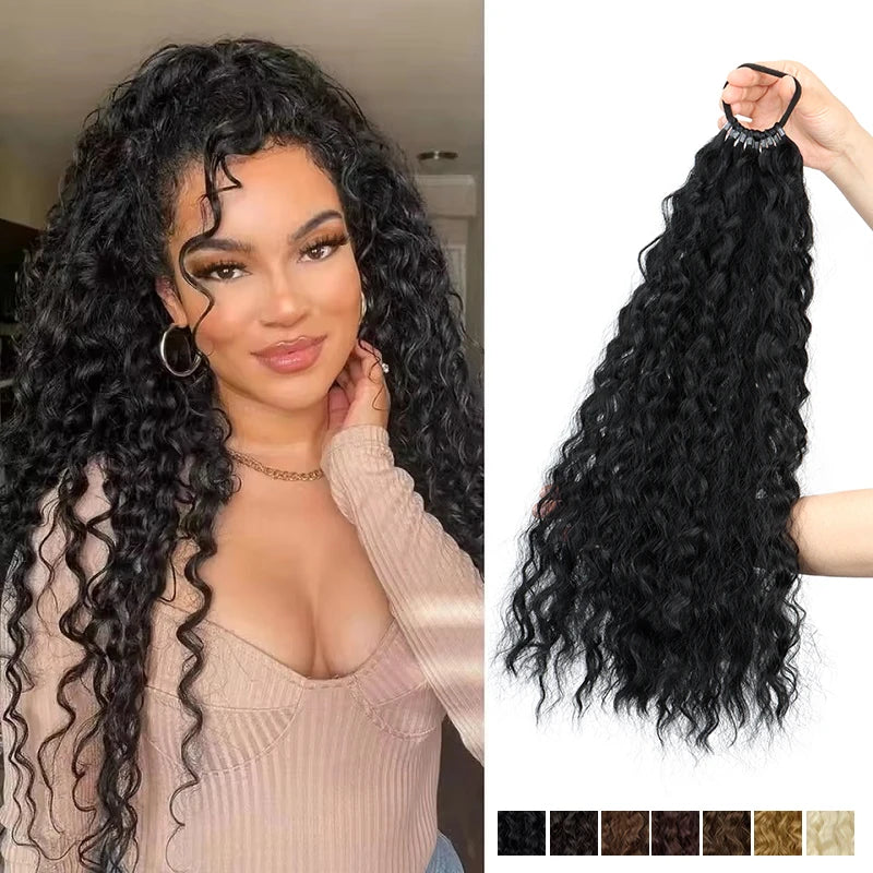 Wavy Curly Synthetic Long Ponytail Hair Extension for Daily Styling - 1