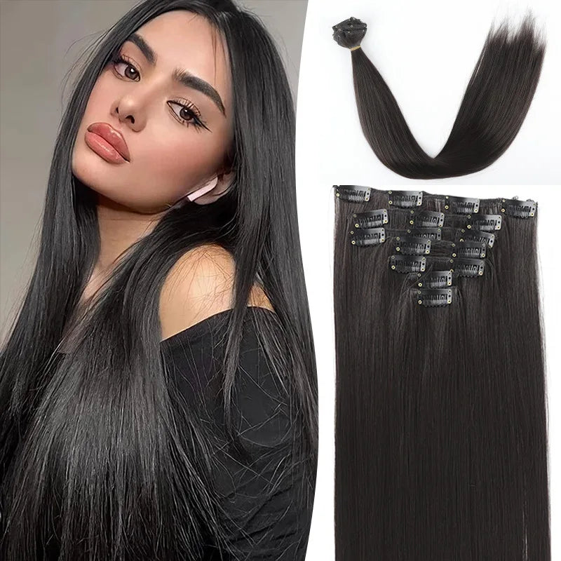 22-Inch Clip-In Long Straight Hair Extensions