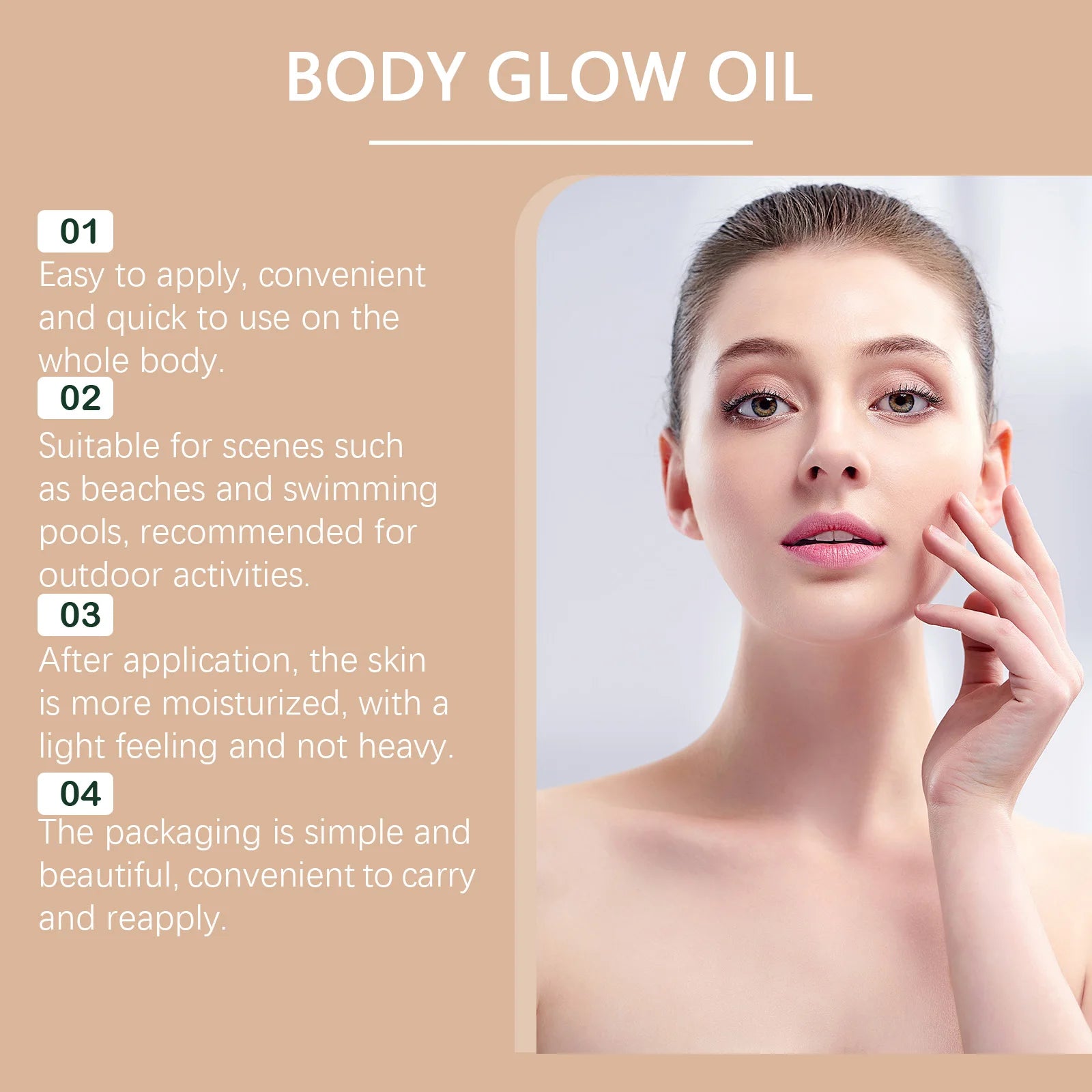 SPF 45 Shimmering Body Glow Oil for Sun Protection and Moisturized Skin - 10
