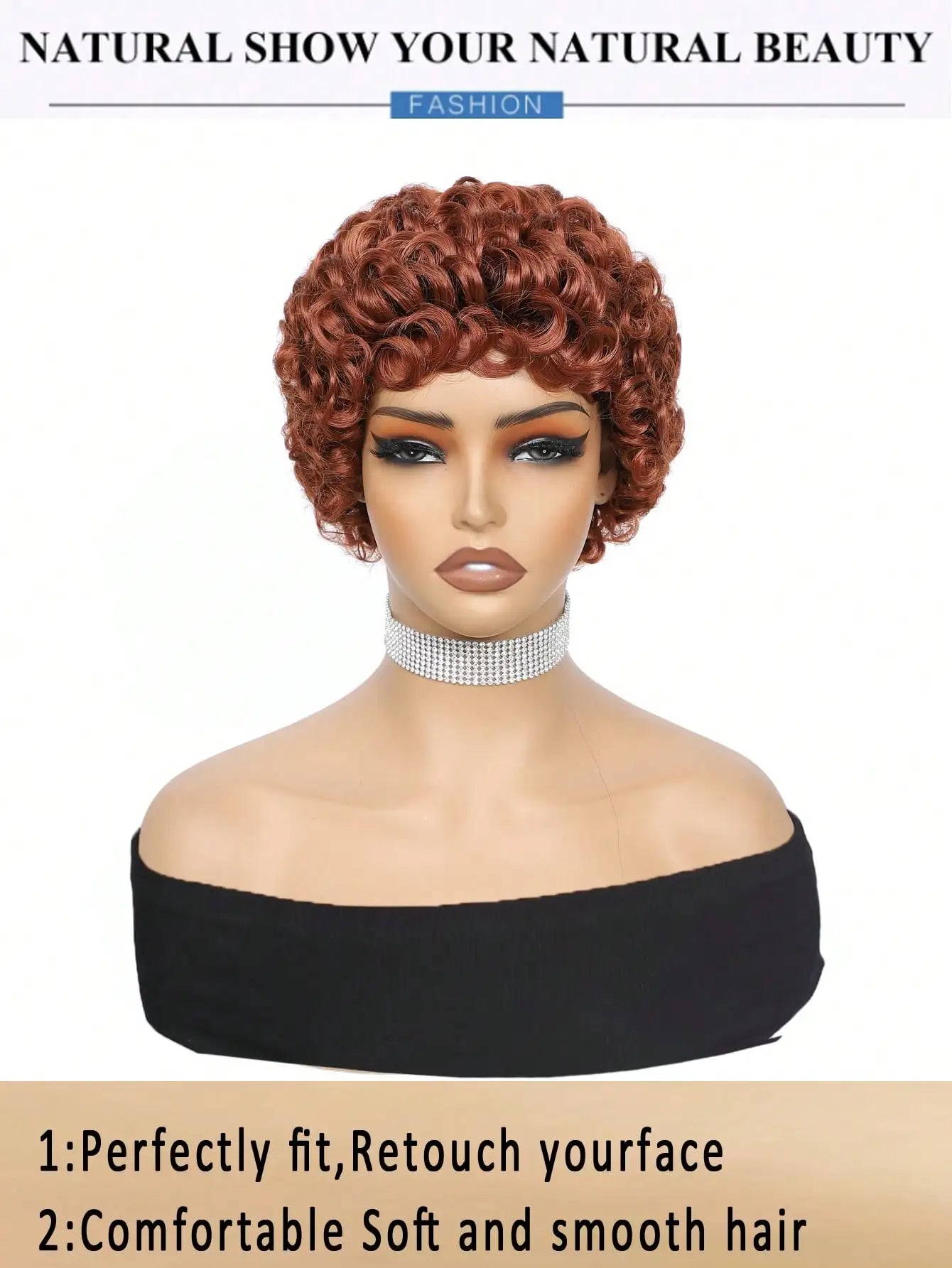 Short Curly Pixie Cut Synthetic Wig for Daily Wear - 3