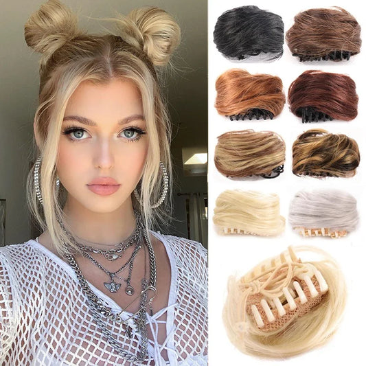 Messy Curly Claw Clip Hair Bun for Instant Volume