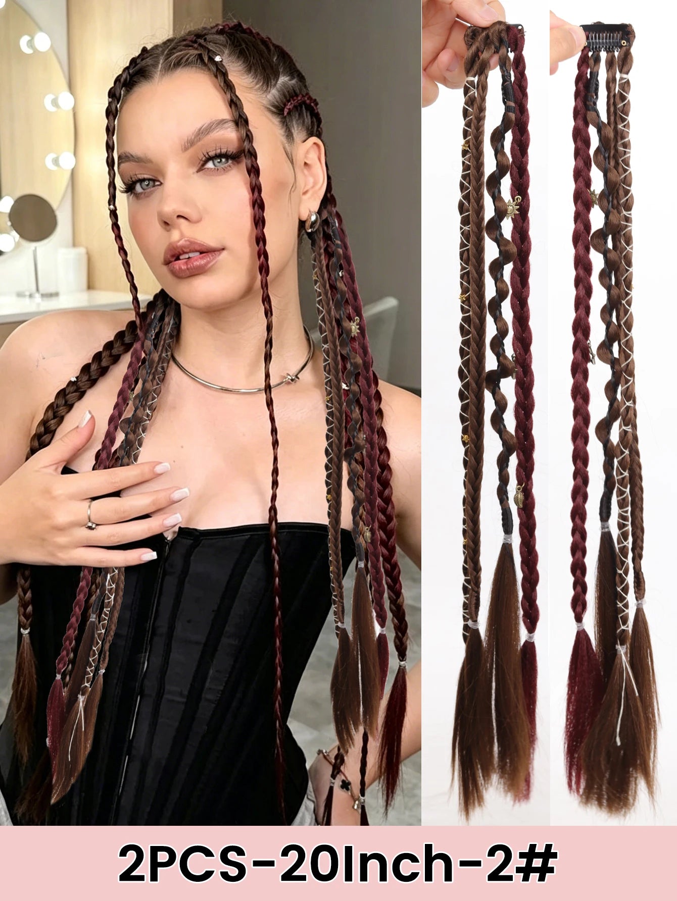 20-Inch Bohemian Clip-In Braided Hair Extensions - 25