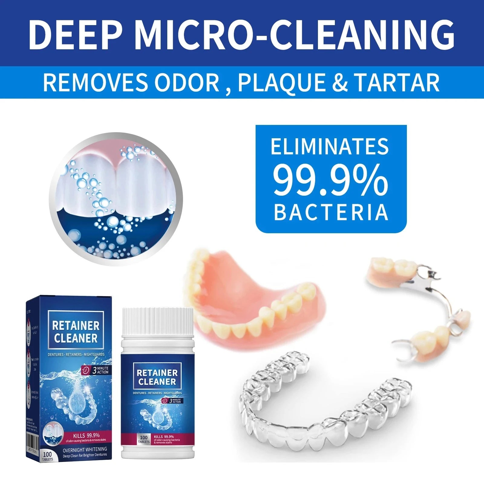 Denture and Retainer Cleaning Tablets for Deep Stain Removal - 2