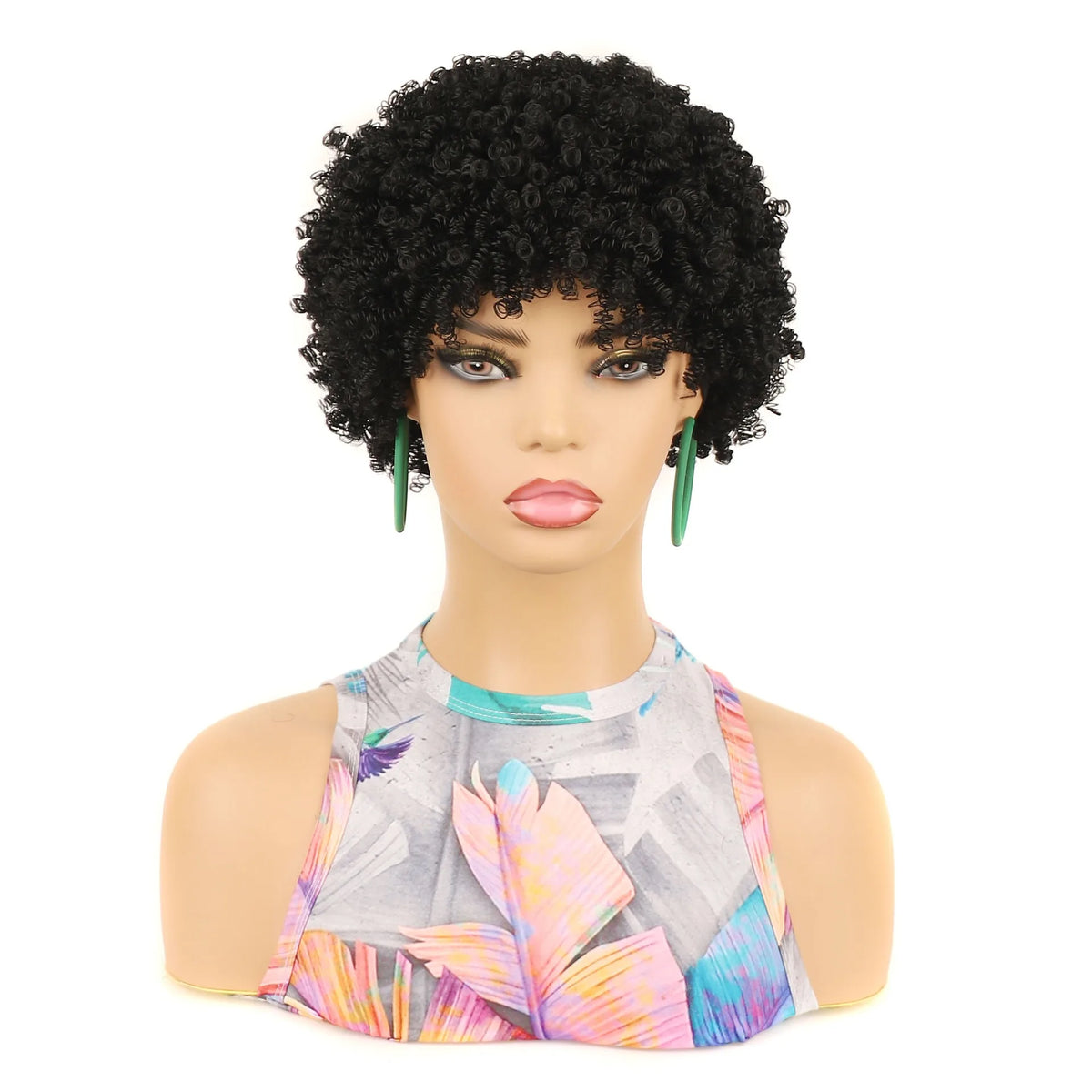 Short Afro Kinky Curly Synthetic Wig for Women