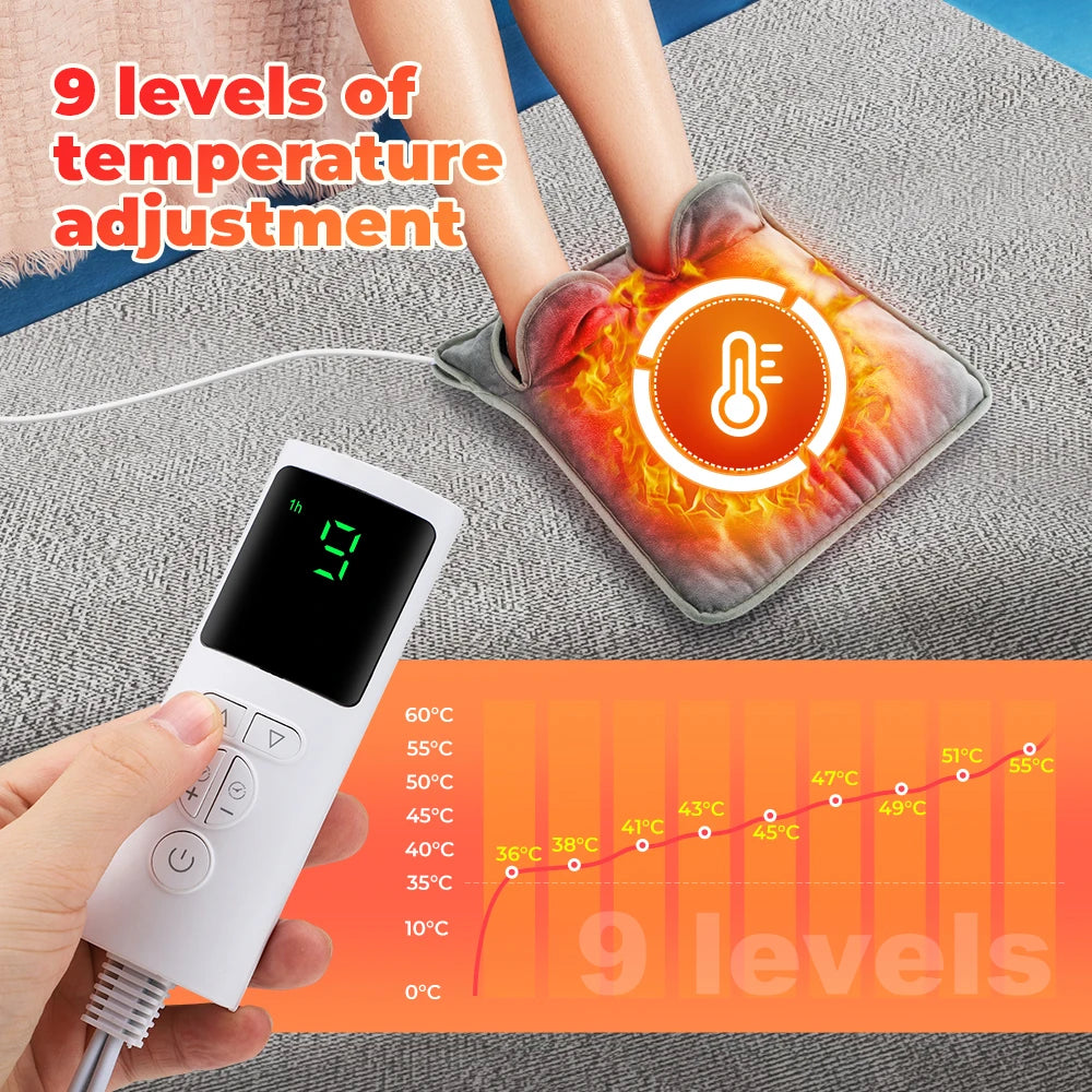 Electric Heated Foot Warmer with 9 Heat Levels and Auto Shut-Off Timer - 3