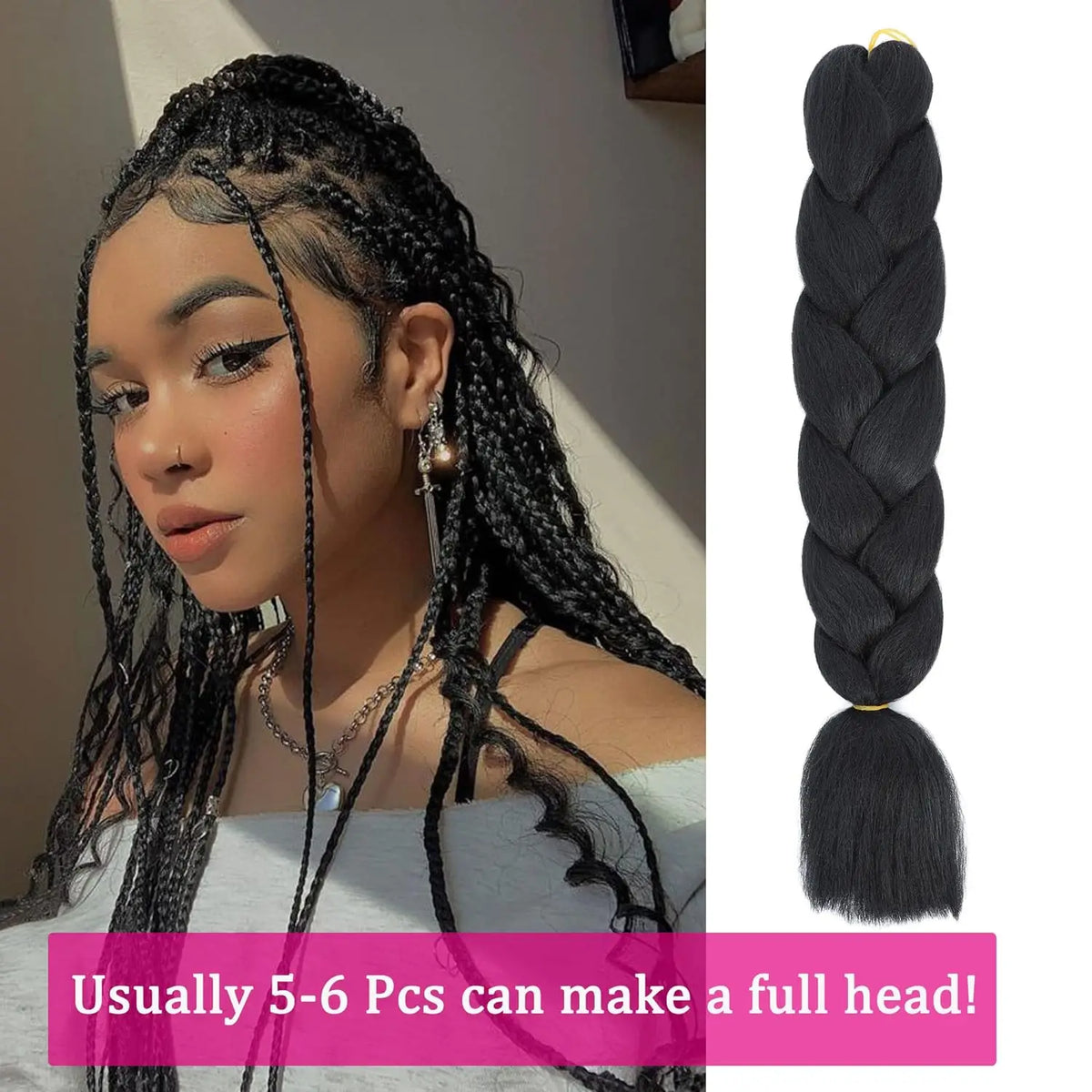 24-Inch Synthetic Jumbo Braiding Hair Extensions