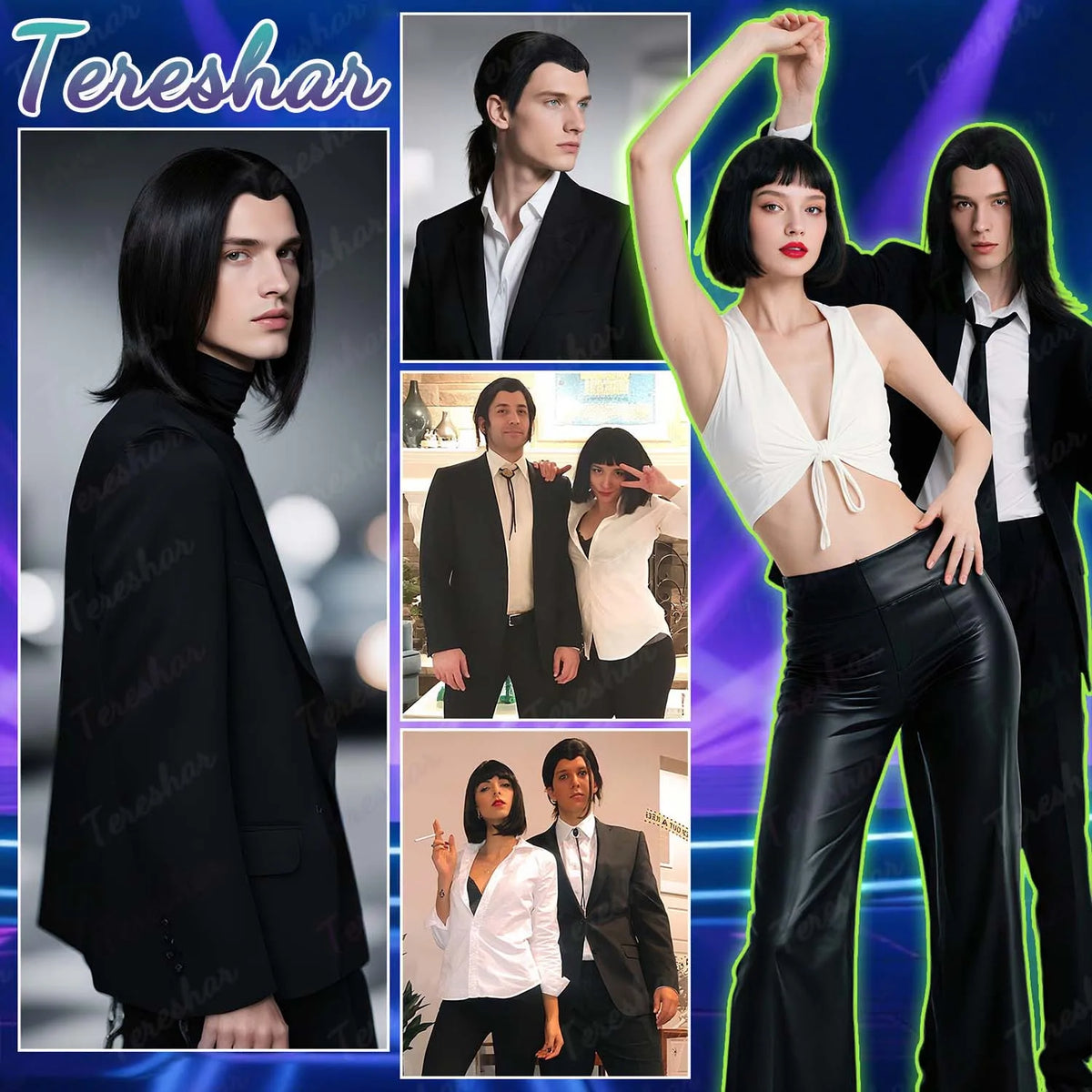Short Straight Black Costume Wig for Men and Cosplay Characters