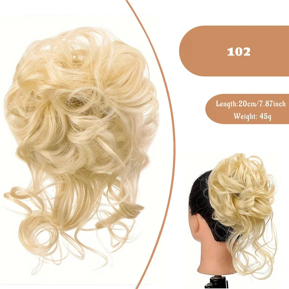 Messy Curly Hair Bun Scrunchie for Easy Updos - 16