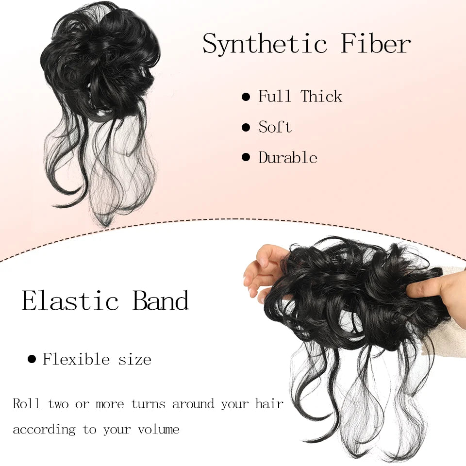 Curly Messy Bun Hair Extension Scrunchie for Instant Volume