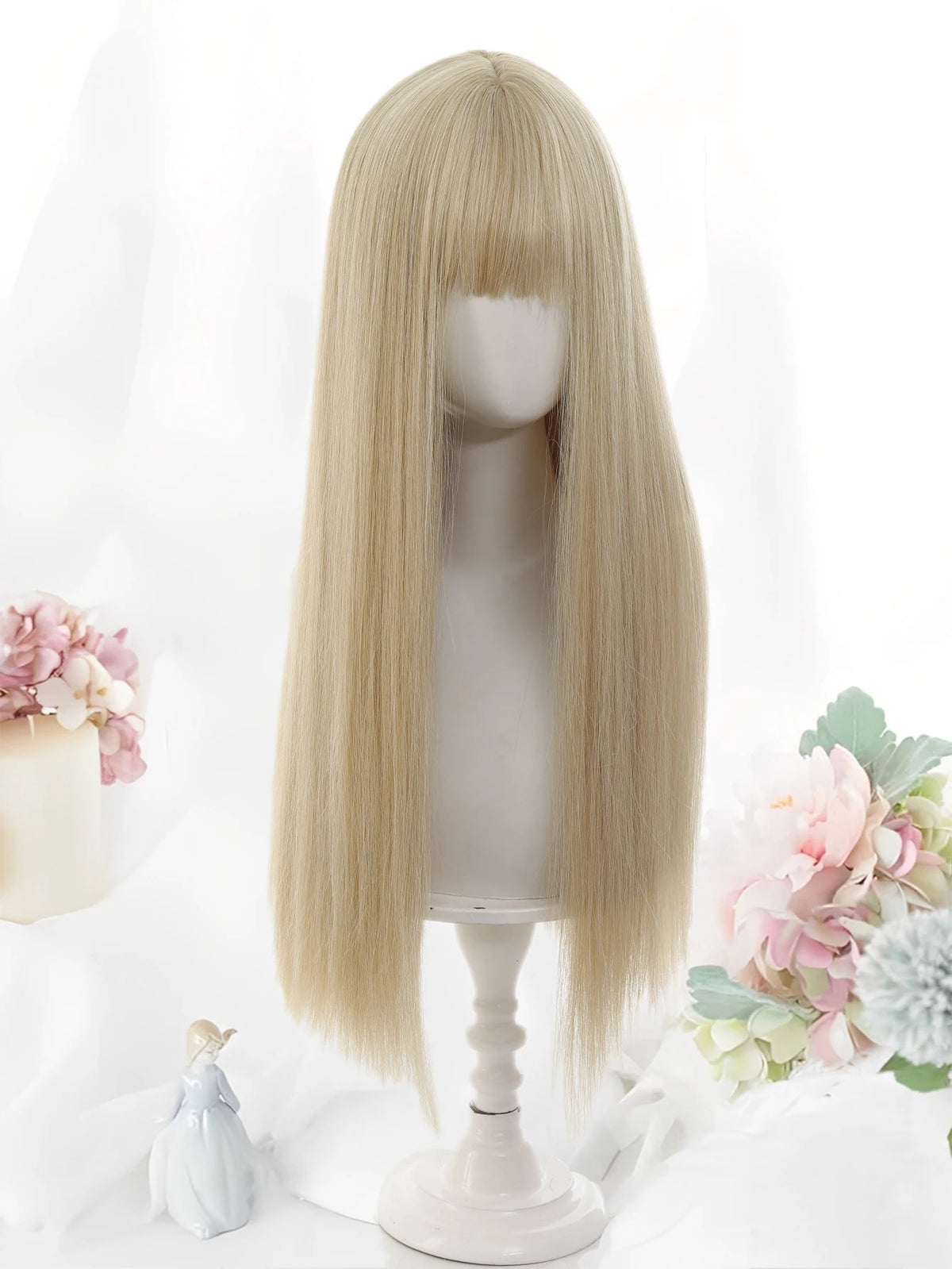 24 Inch Long Pink Cosplay Wig with Bangs