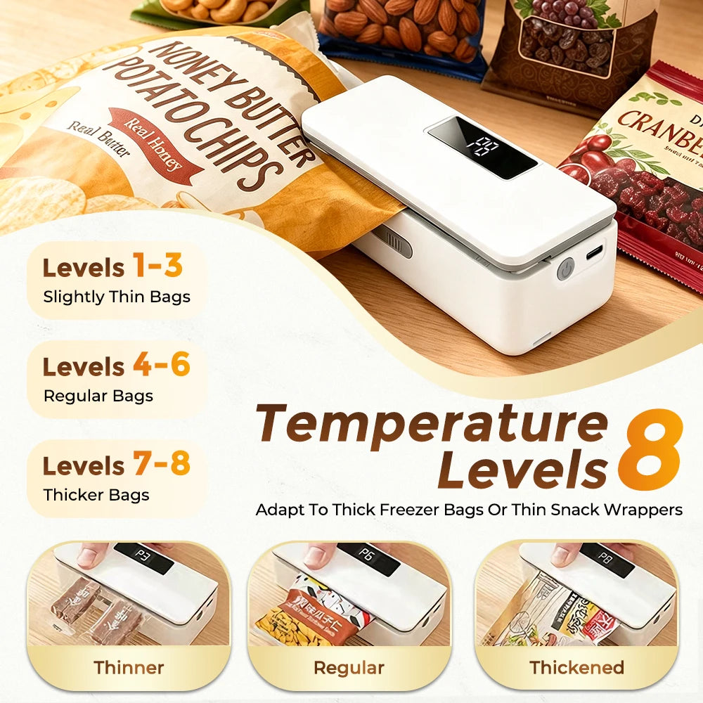 Portable Rechargeable Mini Bag Sealer with Adjustable Heat Settings