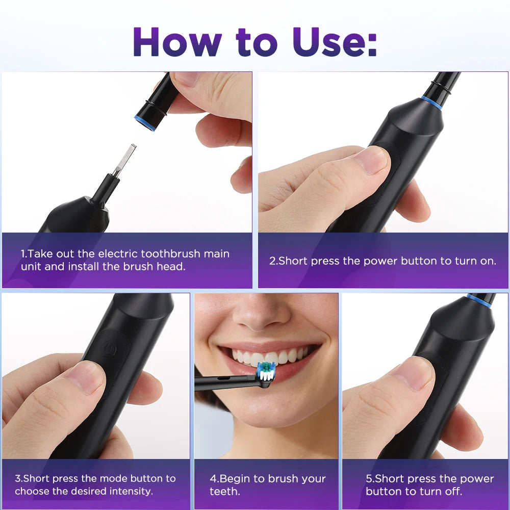 Rechargeable Electric Toothbrush with 5 Modes and 4 Replacement Heads - 14