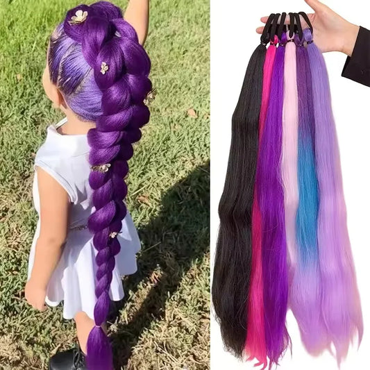 26-Inch Long Synthetic Colorful Ponytail Hair Extension for Women
