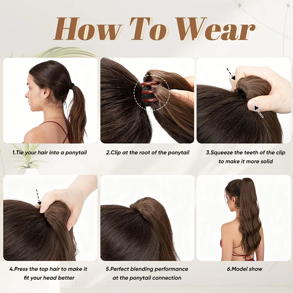 Wavy Claw Clip Ponytail Hair Extension for Daily Wear - 10