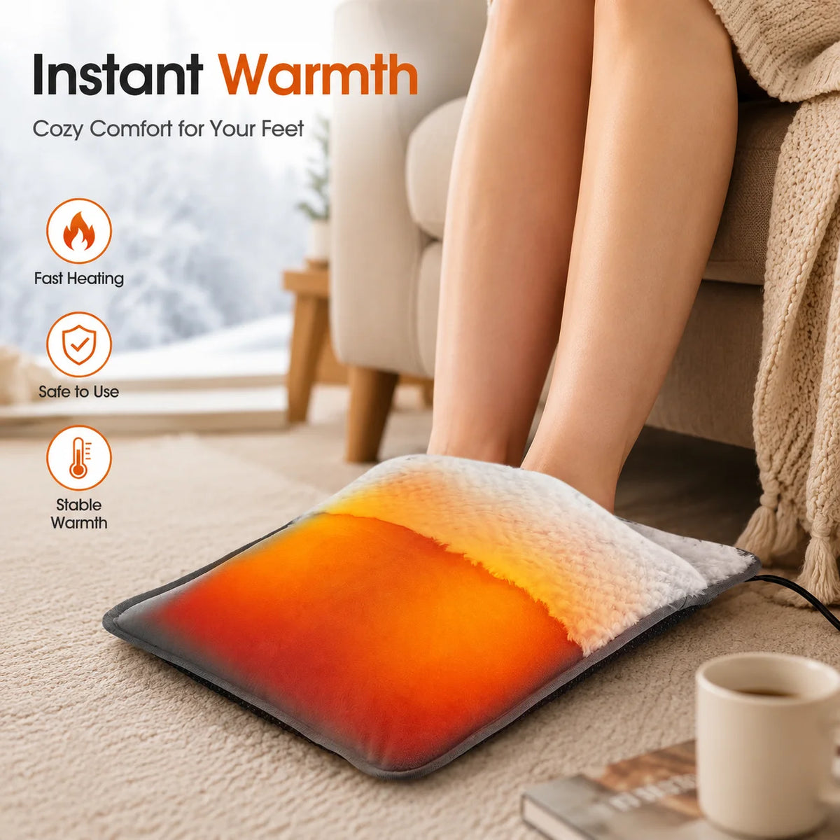 USB Electric Heated Foot Warmer for Home and Office Comfort