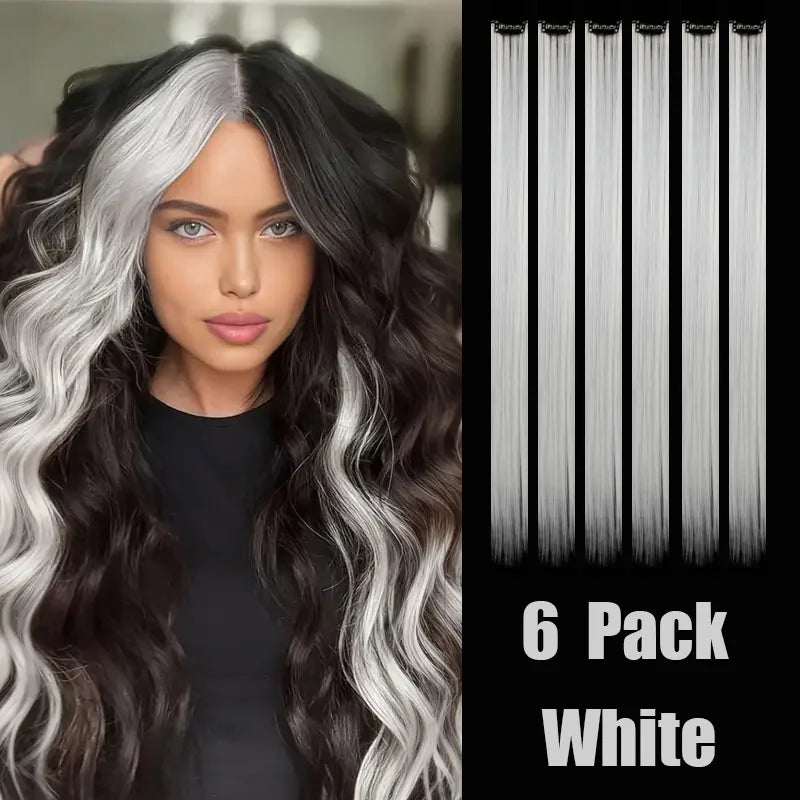 22-Inch Clip-In Colorful Hair Extensions for Parties