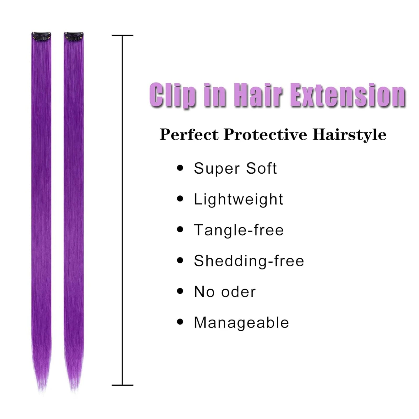 10pc Clip-In Colored Synthetic Hair Extensions for Instant Highlights - 3