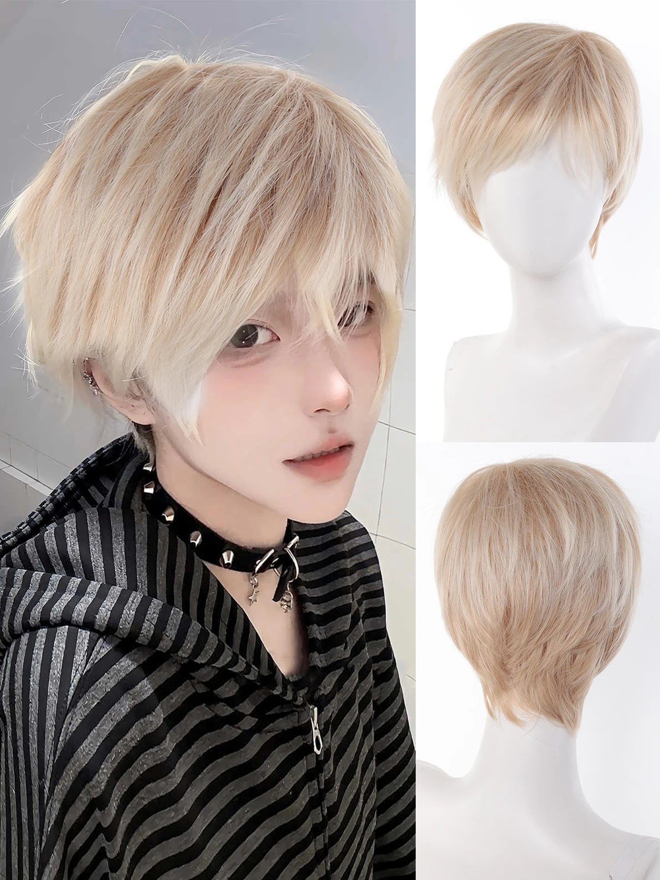 Short Mullet Anime Cosplay Wig with Bangs - 27