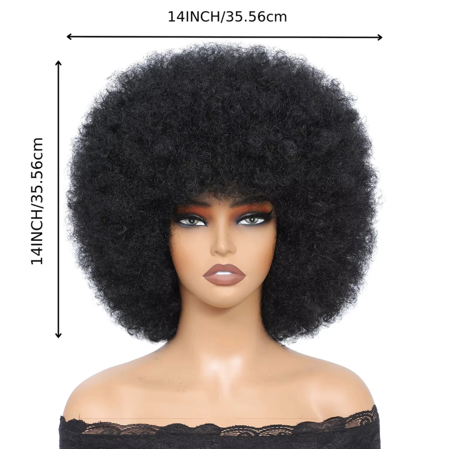 Short Afro Kinky Curly Wig for Women Bouncy 70s Style Natural Look - 2
