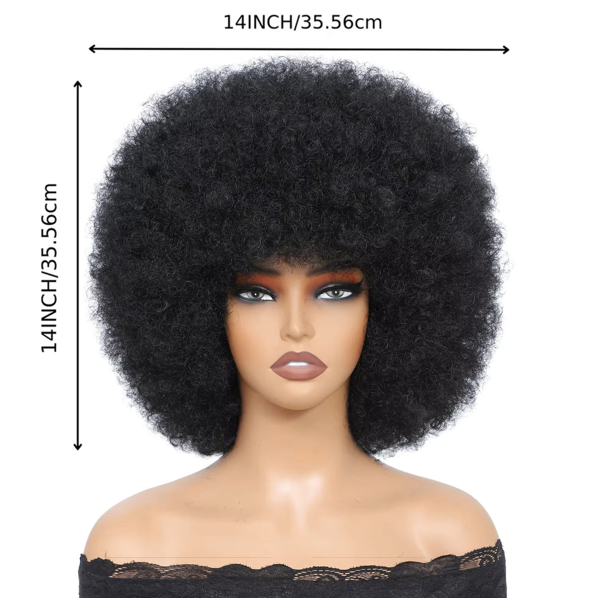 Short Afro Kinky Curly Wig for Women Bouncy 70s Style Natural Look