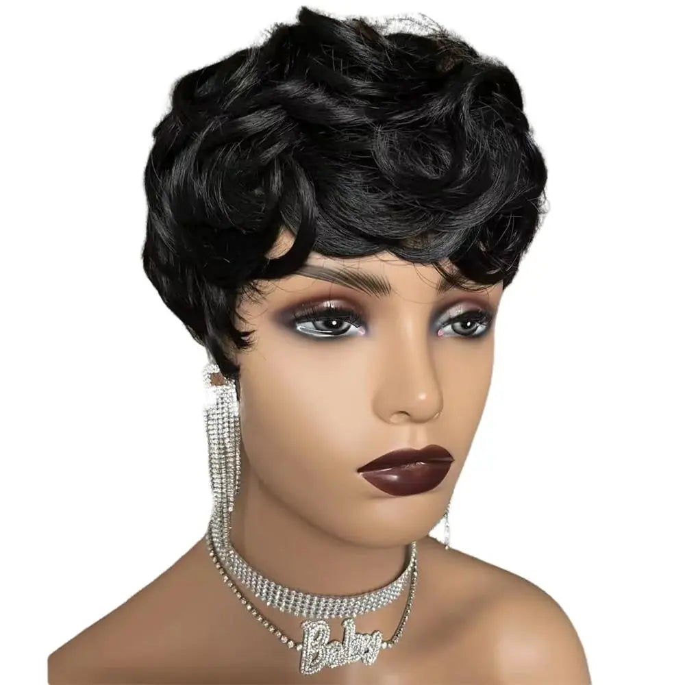 Short Curly Pixie Cut Wig for Daily Wear - 7