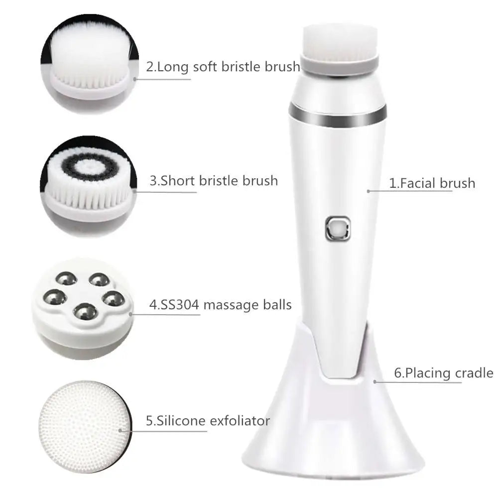 4-in-1 Electric Rotating Facial Cleansing Brush for Deep Pore Exfoliation - 5