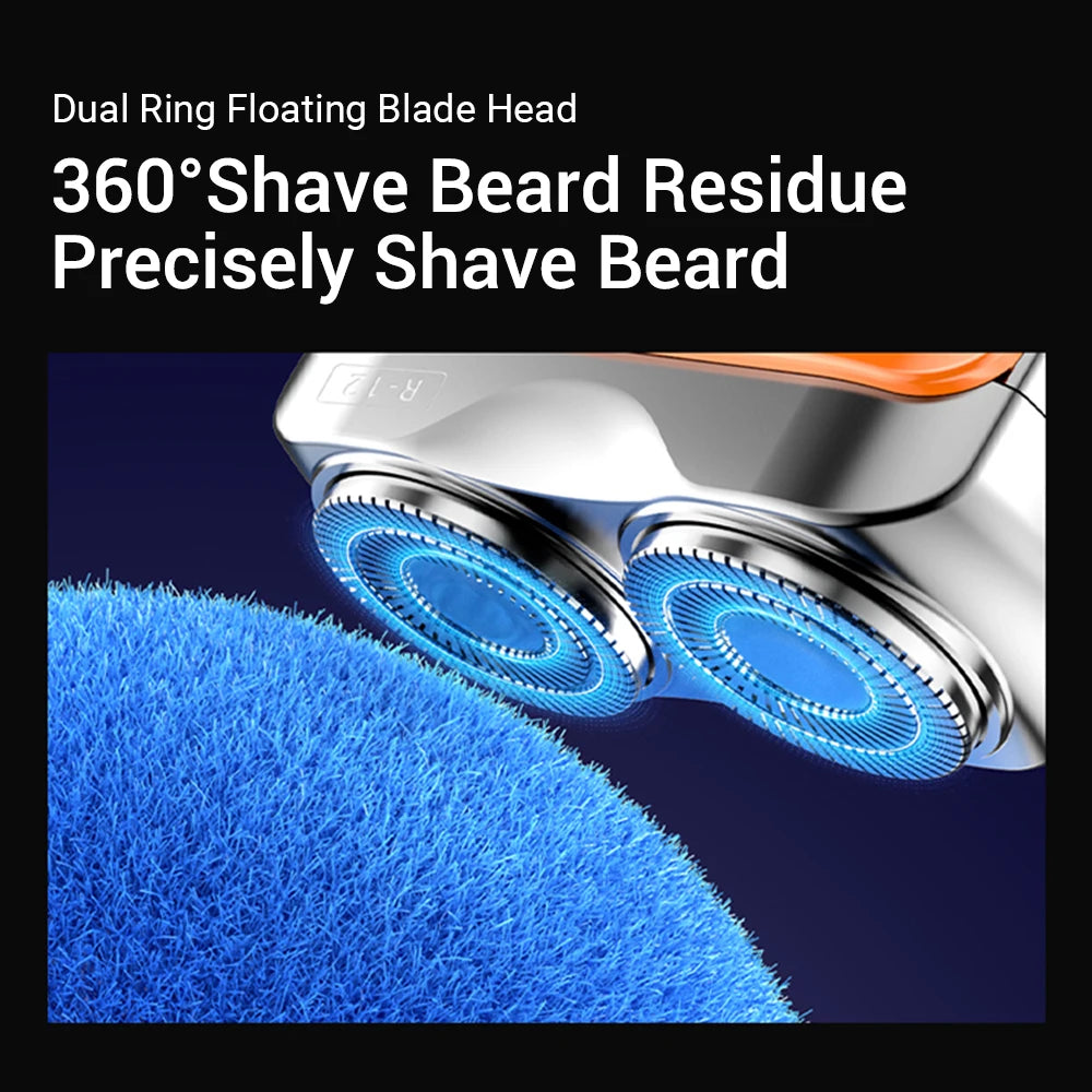 Portable Dual-Head Electric Shaver for Men with LED Battery Display